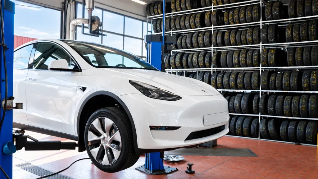 Einblick in die moderne Werkstatt von Reifen Straub mit professioneller Technik für Service und Achsvermessung.